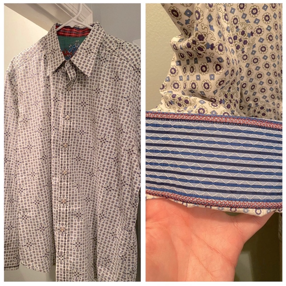 Mens Robert Graham Vintage Western Style Shirt with Striped Cuff